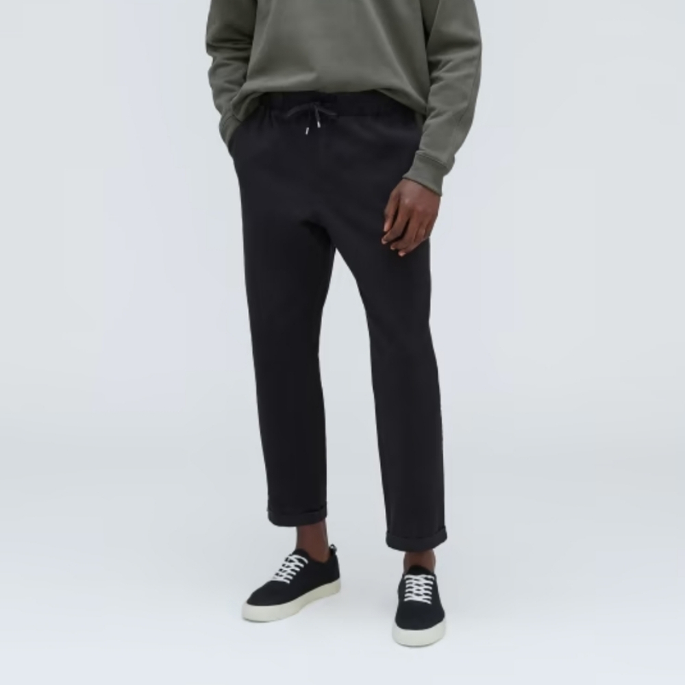 NWOT Everlane The Easy Pant Organic Cotton Straight Leg Pull On in Black